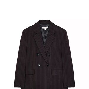 Zara Women's Double-Breasted Pinstripe Blazer Jacket